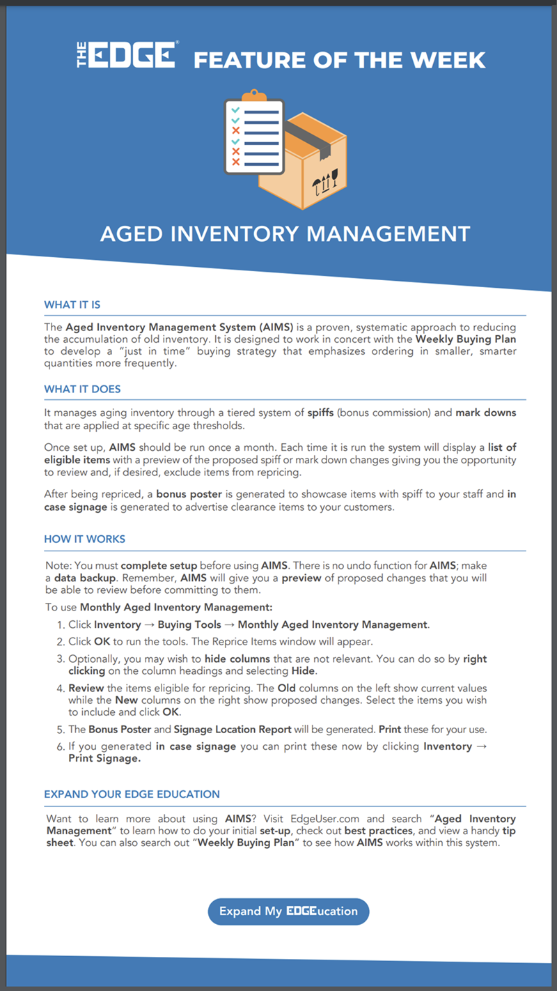 Edge Knowledge Base > User Resources > Feature of the Week > Aged ...