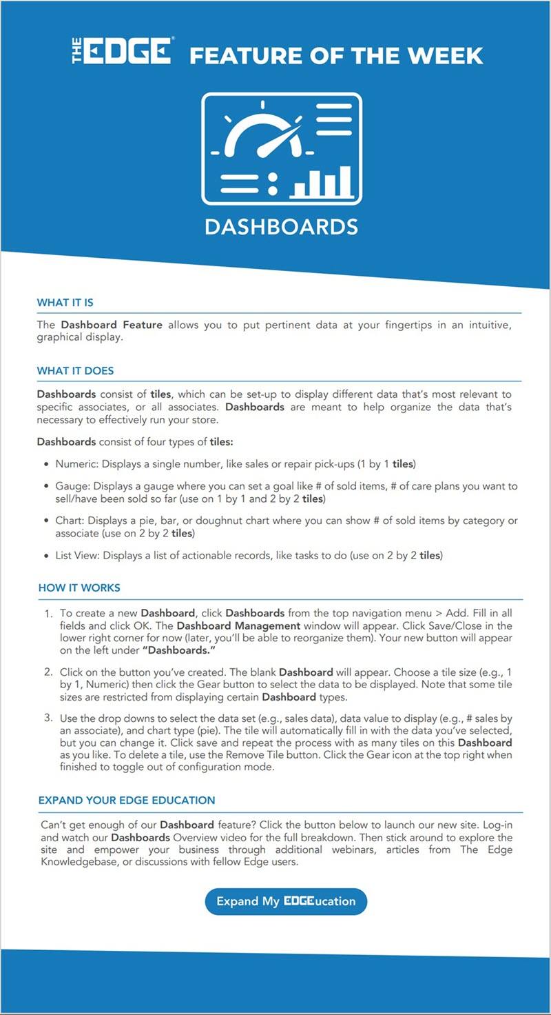 Edge Knowledge Base > User Resources > Feature of the Week > Dashboards