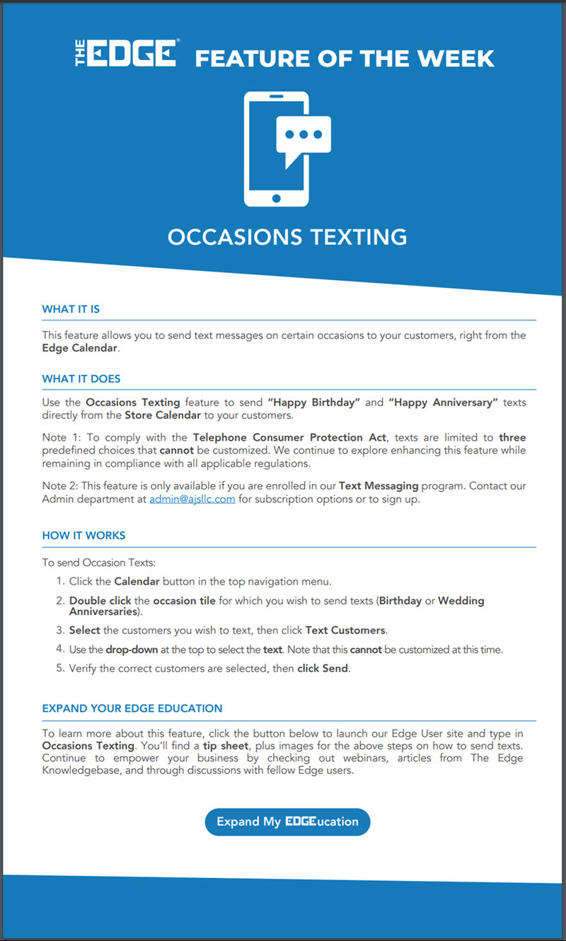 Edge Knowledge Base > User Resources > Feature of the Week > Occasions ...